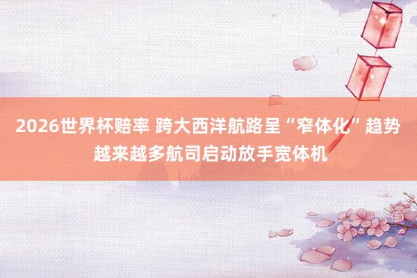2026世界杯赔率 跨大西洋航路呈“窄体化”趋势 越来越多航司启动放手宽体机