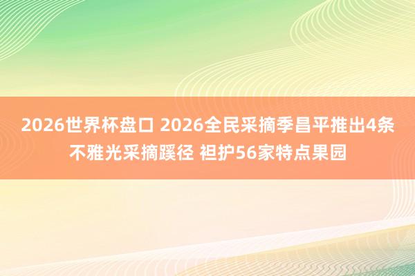 2026世界杯盘口 2026全民采摘季昌平推出4条不雅光采摘蹊径 袒护56家特点果园