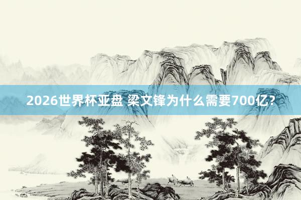 2026世界杯亚盘 梁文锋为什么需要700亿?