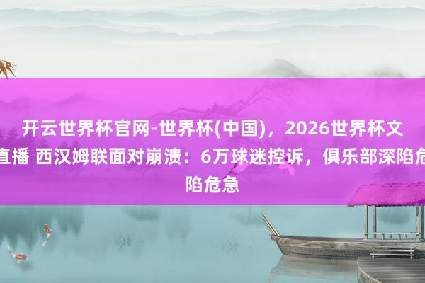 开云世界杯官网-世界杯(中国)，2026世界杯文字直播 西汉姆联面对崩溃：6万球迷控诉，俱乐部深陷危急