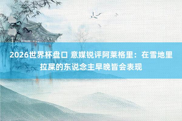 2026世界杯盘口 意媒锐评阿莱格里：在雪地里拉屎的东说念主早晚皆会表现