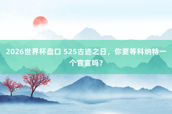 2026世界杯盘口 525古迹之日，你要等科纳特一个官宣吗？