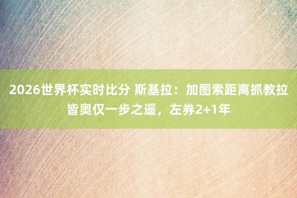 2026世界杯实时比分 斯基拉：加图索距离抓教拉皆奥仅一步之遥，左券2+1年