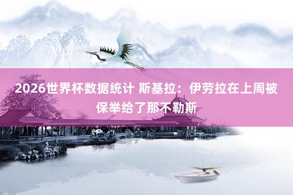 2026世界杯数据统计 斯基拉：伊劳拉在上周被保举给了那不勒斯