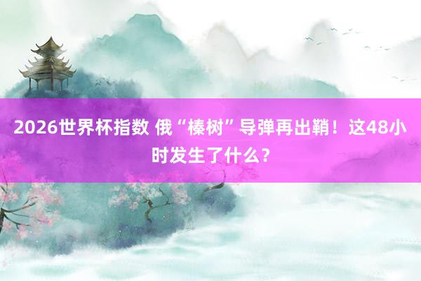 2026世界杯指数 俄“榛树”导弹再出鞘！这48小时发生了什么？