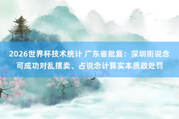 2026世界杯技术统计 广东省批复：深圳街说念可成功对乱摆卖、占说念计算实本质政处罚