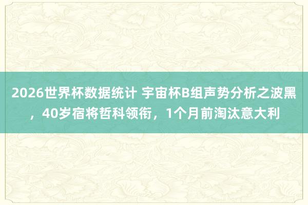 2026世界杯数据统计 宇宙杯B组声势分析之波黑，40岁宿将哲科领衔，1个月前淘汰意大利