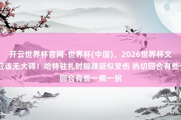 开云世界杯官网-世界杯(中国)，2026世界杯文字直播 应该无大碍！哈特驻扎时脚踝疑似受伤 热切回合有些一瘸一拐