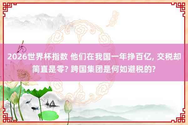 2026世界杯指数 他们在我国一年挣百亿， 交税却简直是零? 跨国集团是何如避税的?