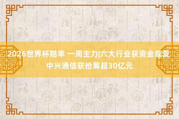 2026世界杯赔率 一周主力|六大行业获资金喜爱 中兴通信获抢筹超30亿元