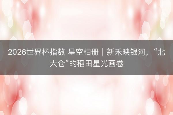 2026世界杯指数 星空相册｜新禾映银河，<a href=