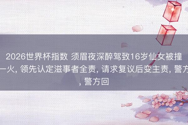 2026世界杯指数 须眉夜深醉驾致16岁仙女被撞身一火, 领先认定滋事者全责, 请求复议后变主责, 警方回
